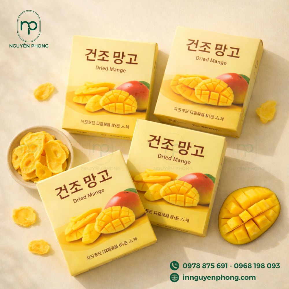 Hộp giấy xoài sấy đơn giản